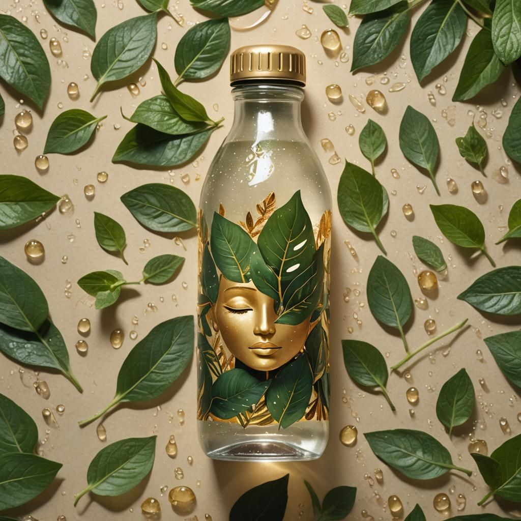 Animated Water Bottle Concept Art in Miyazaki Style