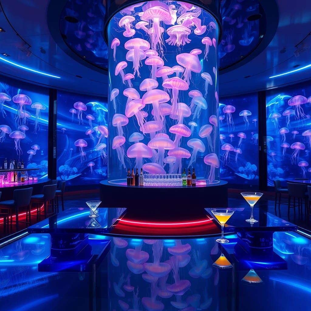 A futuristic jellyfish-themed bar,