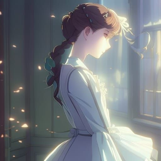 Victorian Woman Portrait in Anime Style