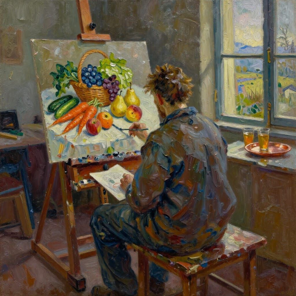 Artist's Studio Impasto Oil Painting