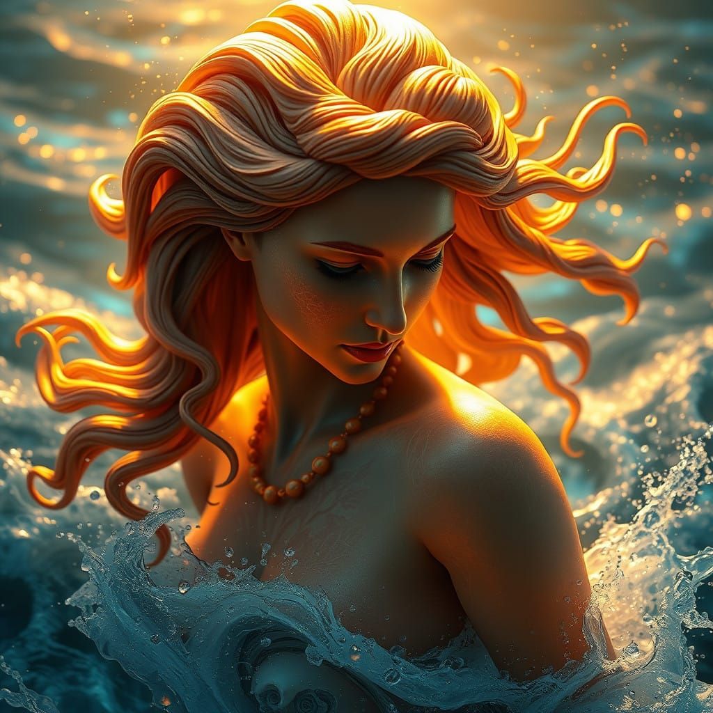 Venus Emerges from the Sea in Hyperrealistic Splendor