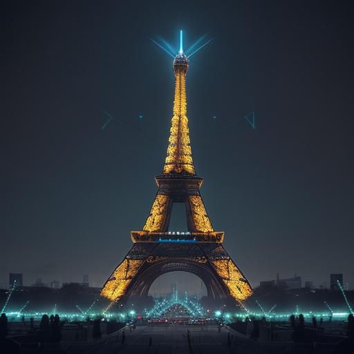 Eiffel Tower with Runes: Fantasy Concept Art