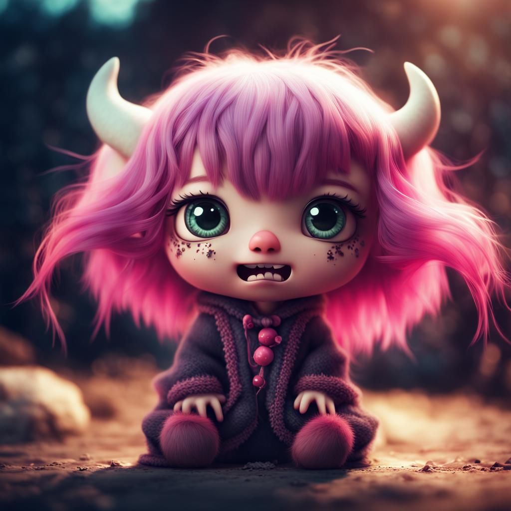 'Cutest adorable kawaii poofy straight hair mystical demon creature