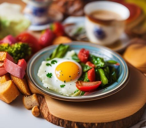 Detailed Full English Breakfast in 3D Digital Art