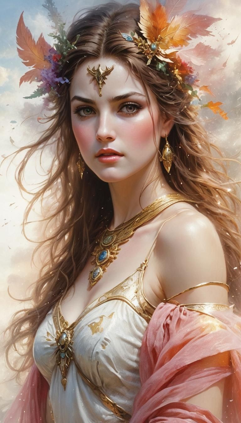 Spartan Warrior Battles in Ethereal Fantasy Landscape