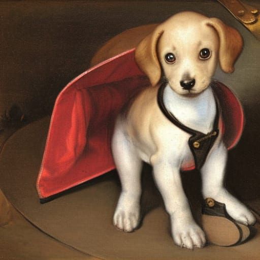 Puppy with a boot