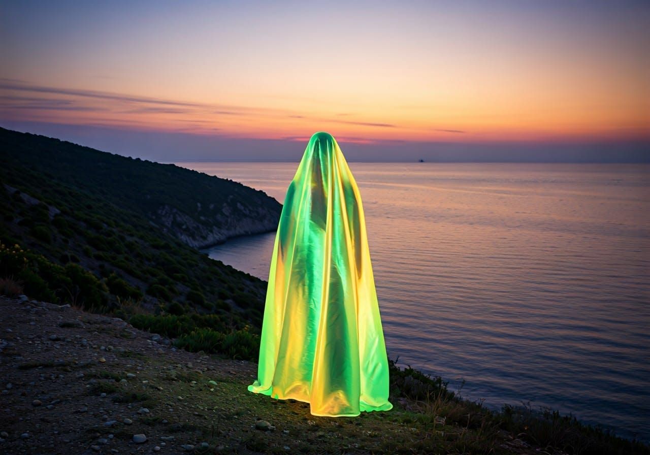 Ethereal Mystic in Dreamlike Landscape