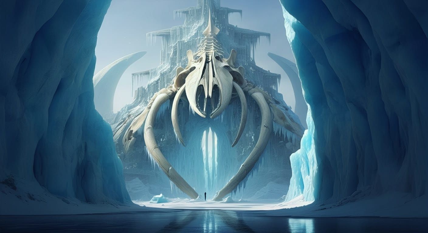 Majestic Whale Necropolis Rises from the Frozen Glacier