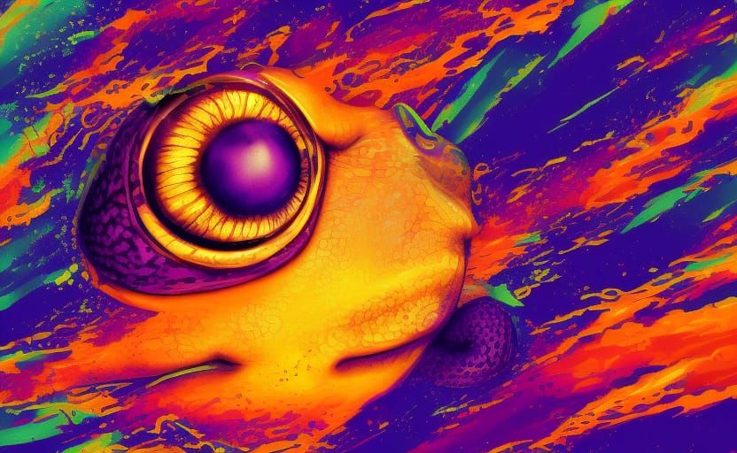 Trippy Turtle at Purple Orange Sunrise, Splash Art