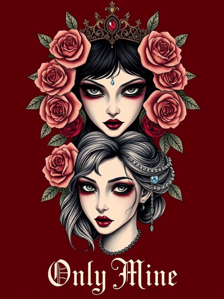 Gothic Romance Portraits in Intricate Roses