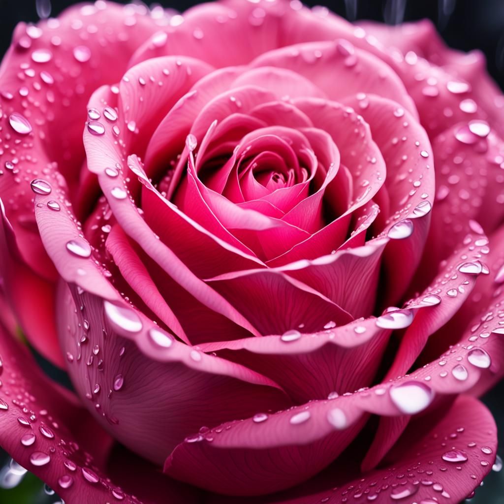 Hyperdetailed Pink Rose with Water Droplet