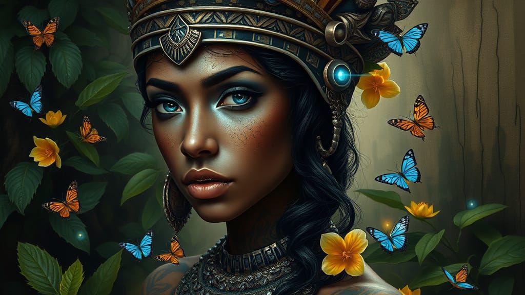 Gothic Amazonian Goddess in Hieronymus Bosch Style