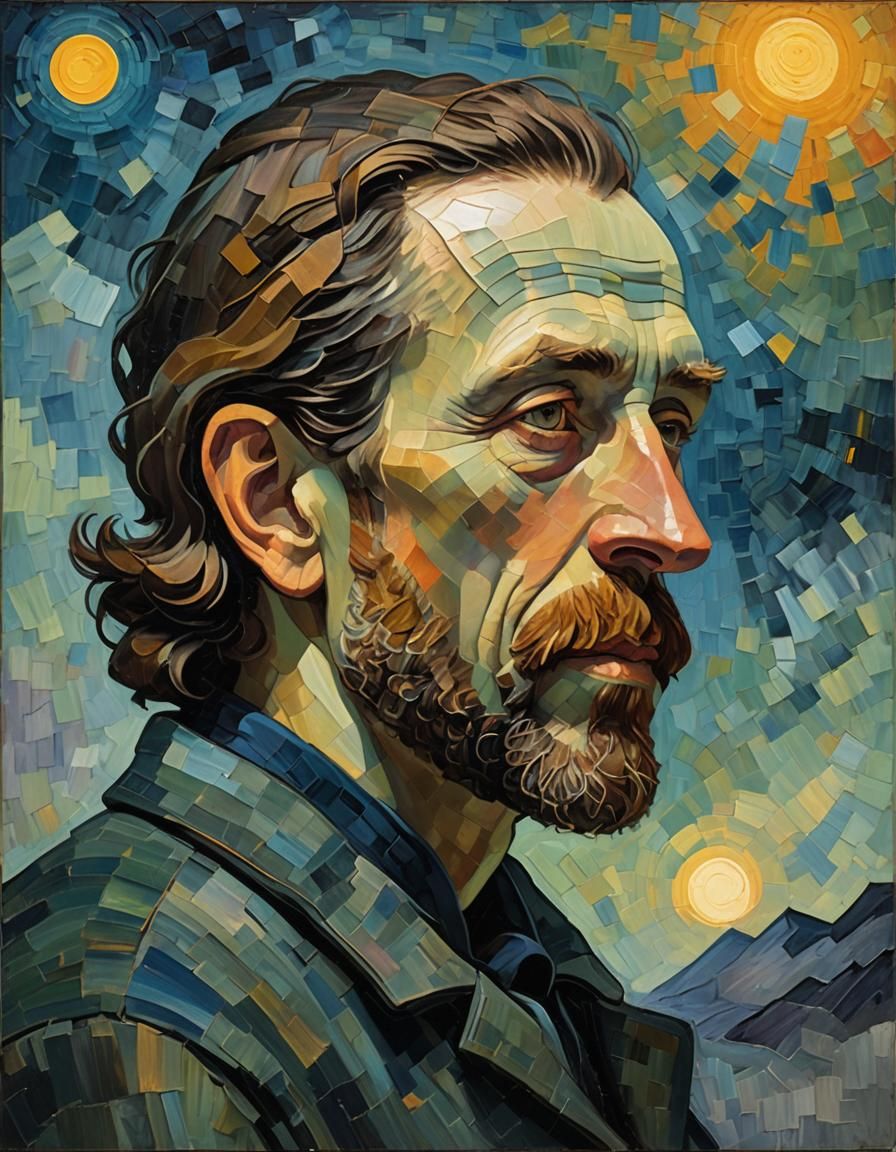 Mono-Faced Person in Neo-Impressionist Style