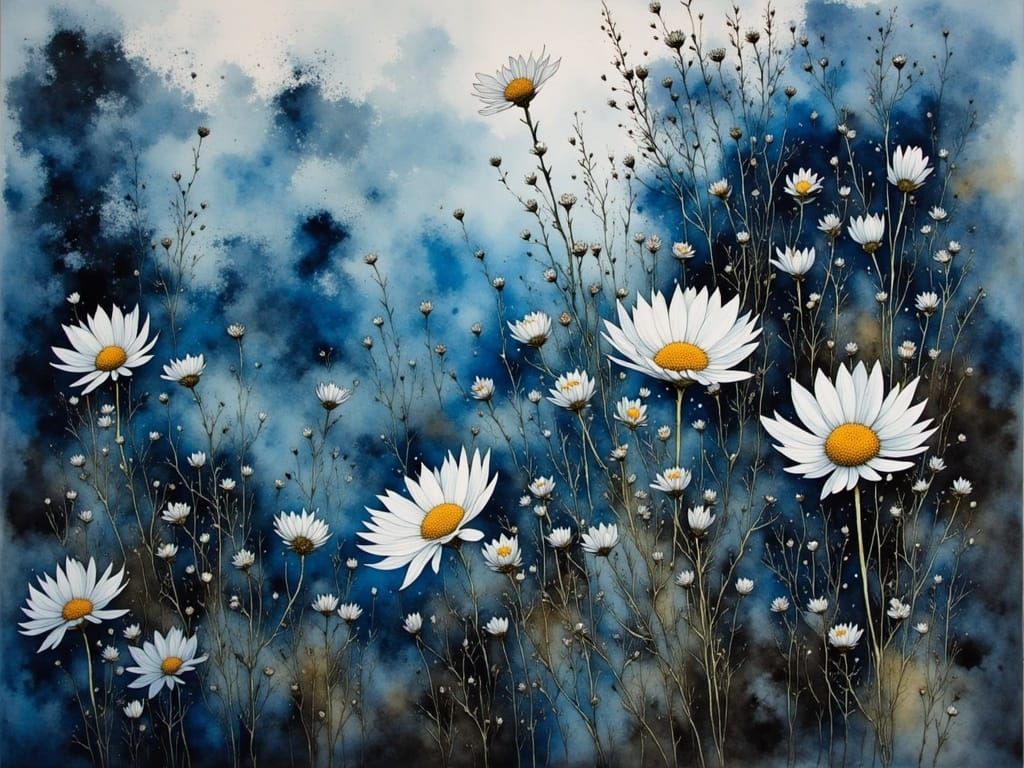 Blue Ink Splash Art Watercolor Masterpiece