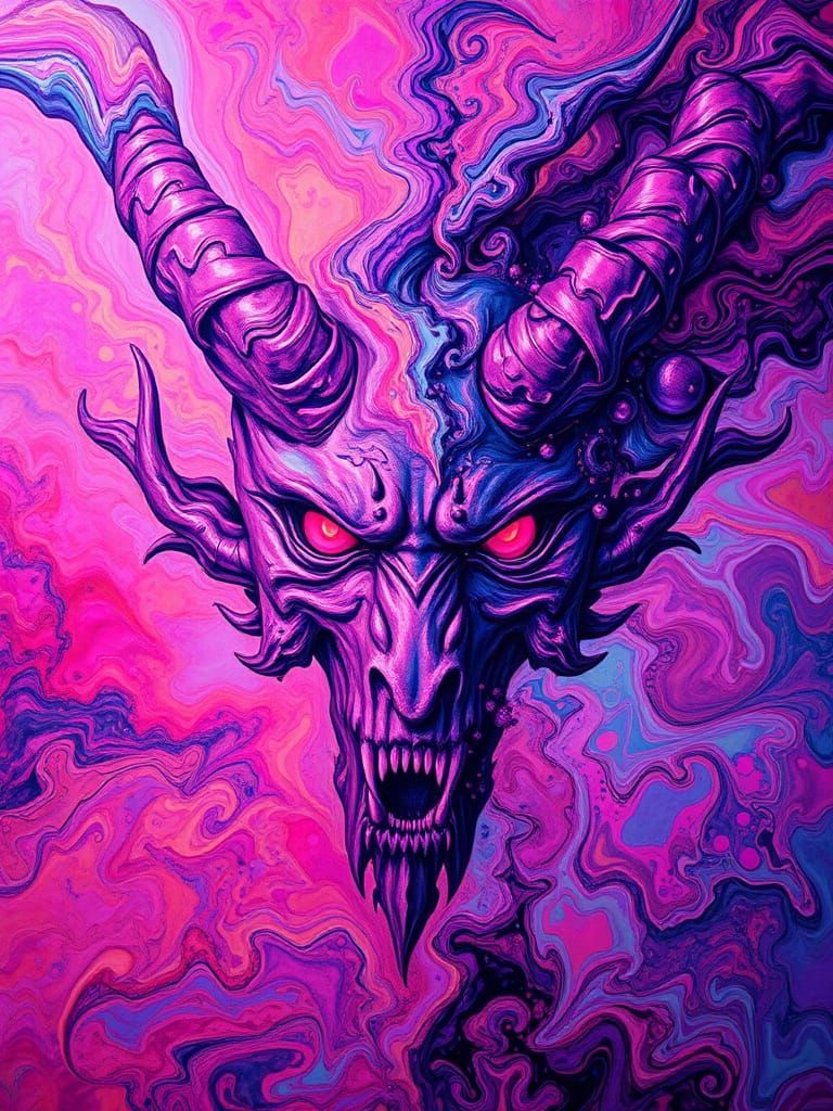 Demonic Visage in Abstract Expressionism Style