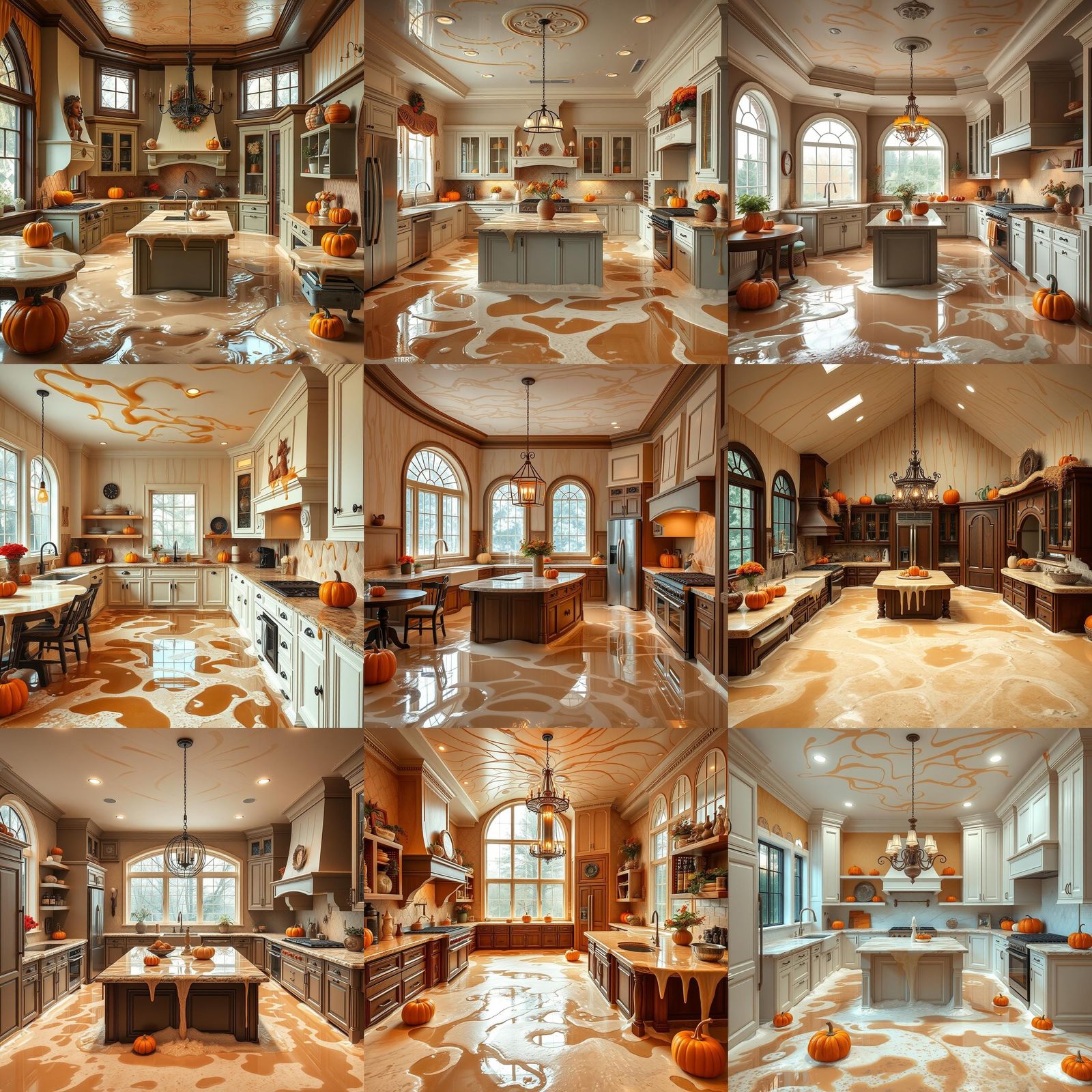 Pumpkin Spice Latte Flood in McMansion Kitchen