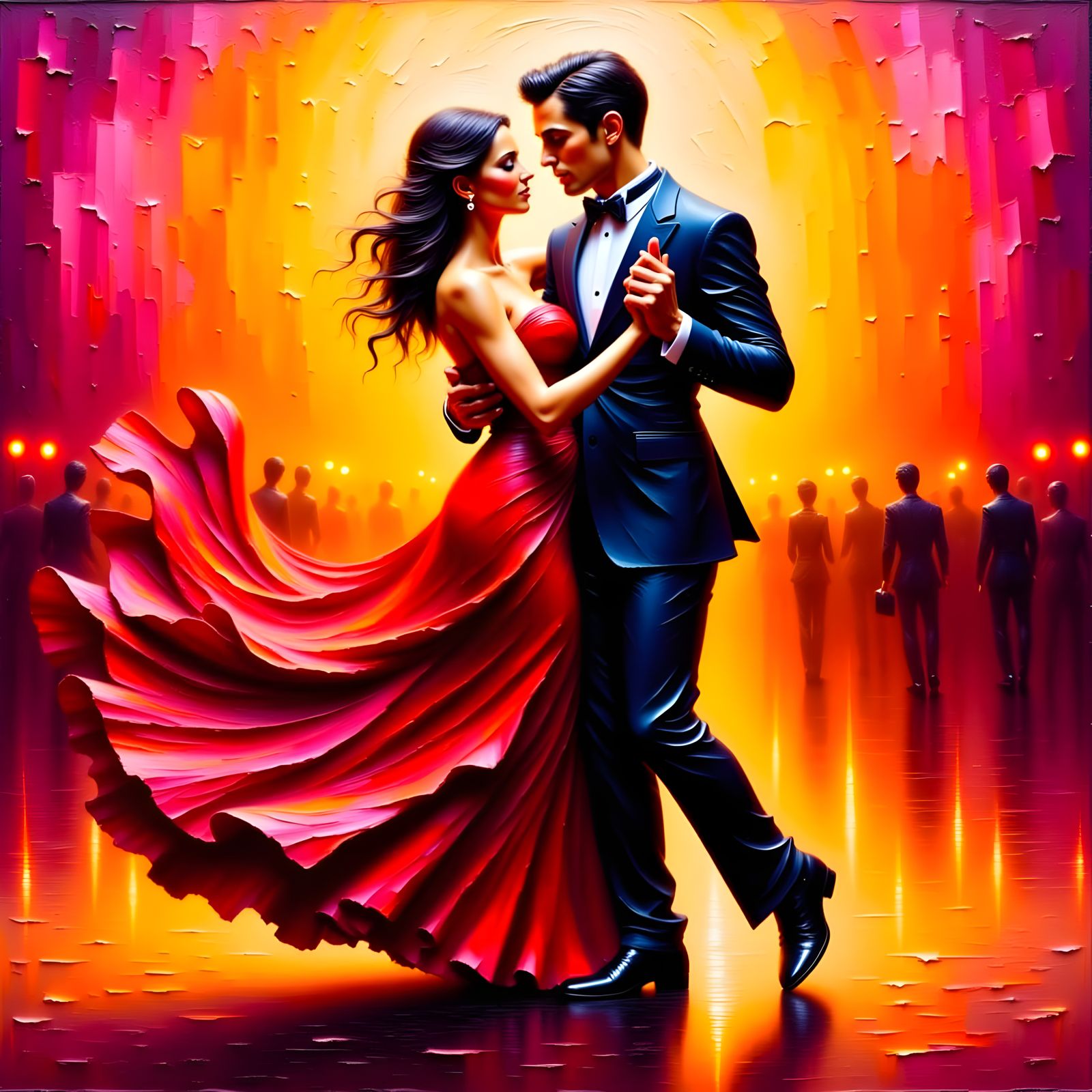 Tango Dance: An Impasto Painting in Abstract Expressionism