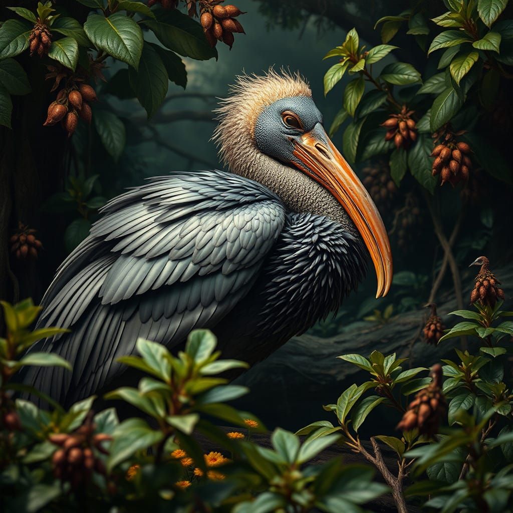 Dodo Bird in a Lush 17th-Century Landscape