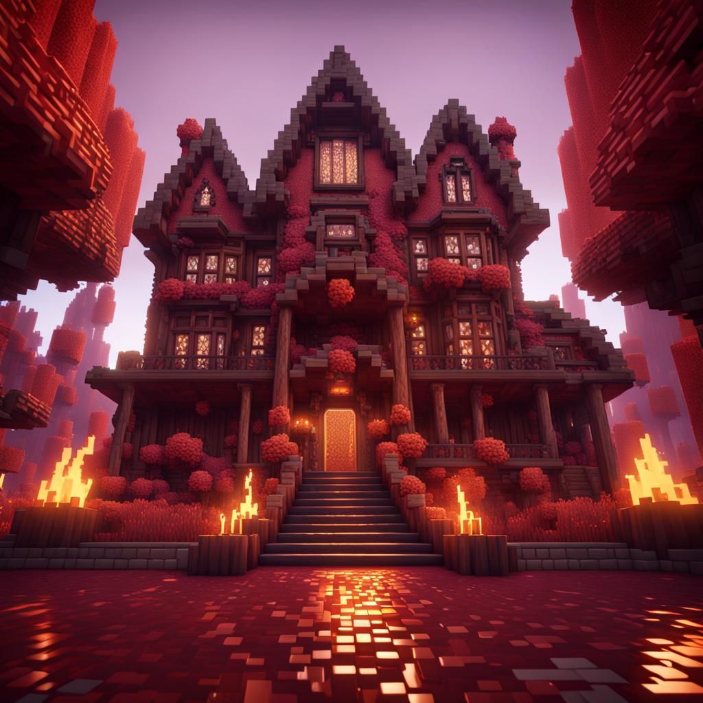 Minecraft Mansion and Nether Dragon Concept Art