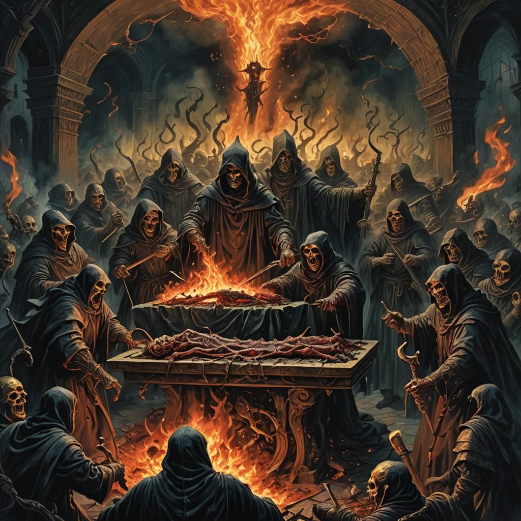 Nightmarish Operating Table Scene in Gothic Fantasy Style