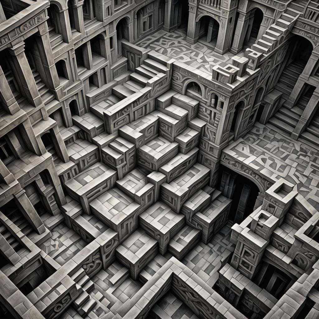 infinite staircase art inspired by Escher