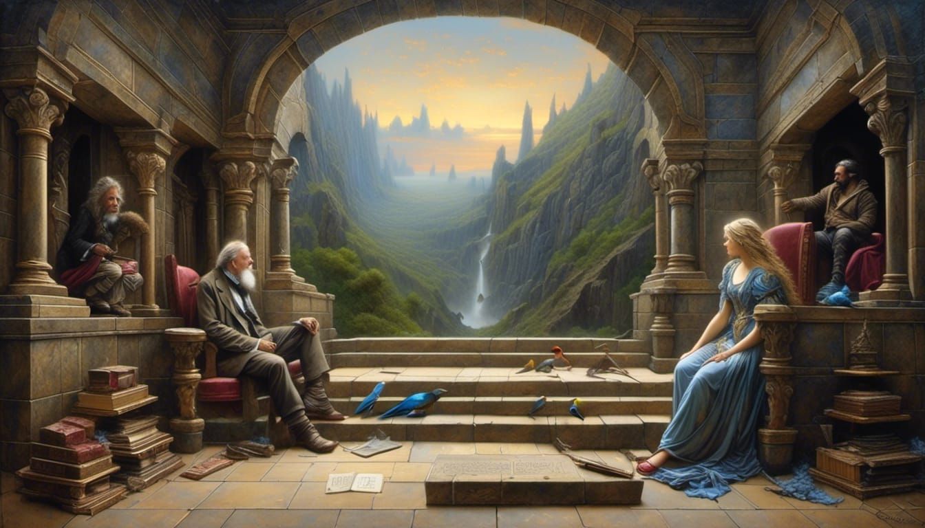 Fantasy Trompe L'Oeil Painting in Classical Style
