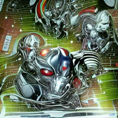 Futuristic Ultron Robot in Comic Book Style