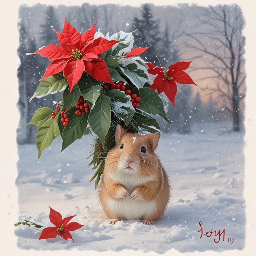 Jolly Hamsters Welcome Christmas Joy in Snowy Wonderland