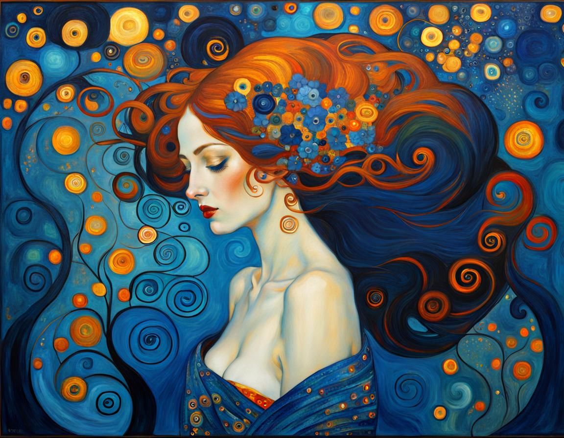 Fire and Blue in the Style of Klimt