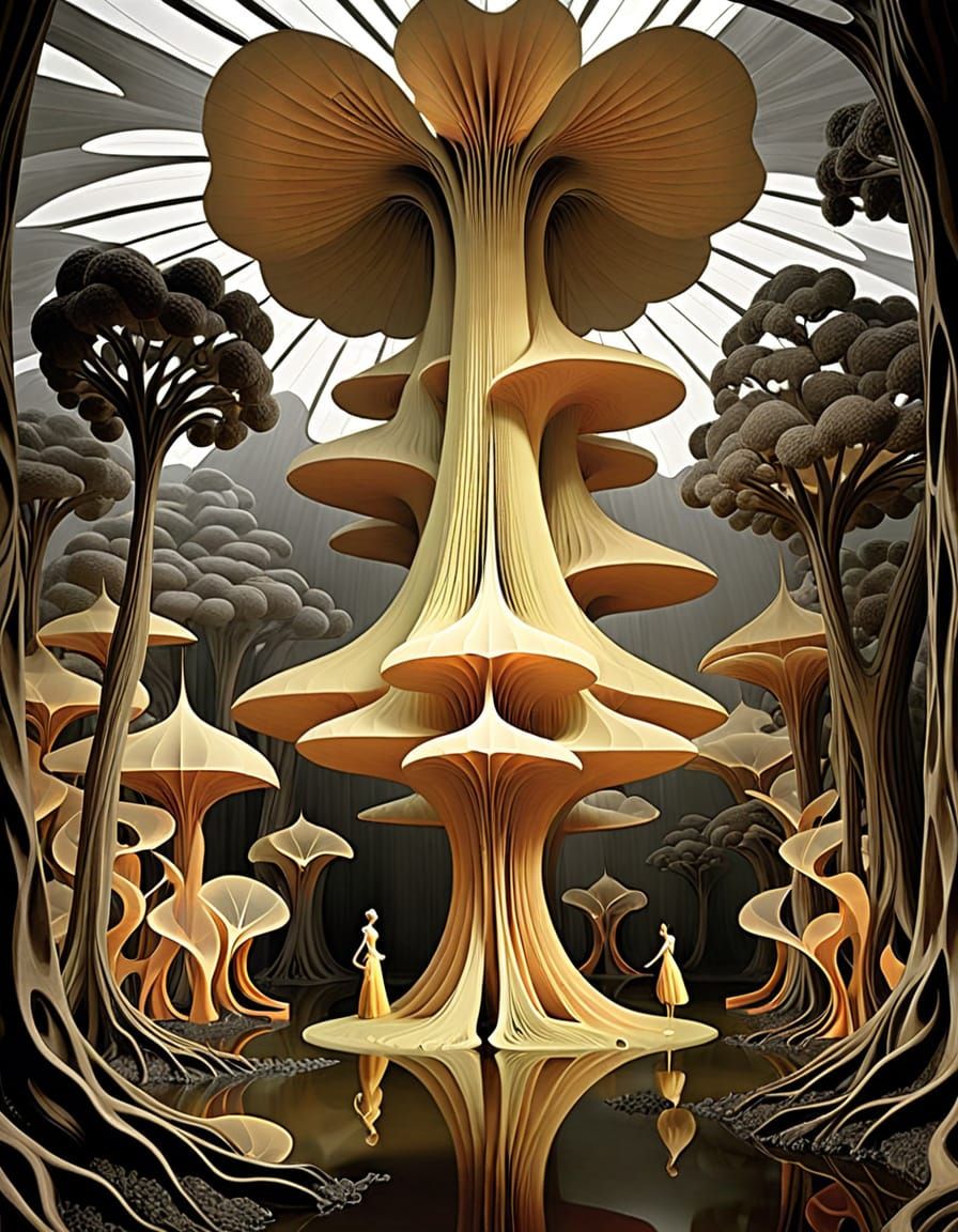 Phantasmagorical Mangrove Forest in Illuminated Manuscript S...