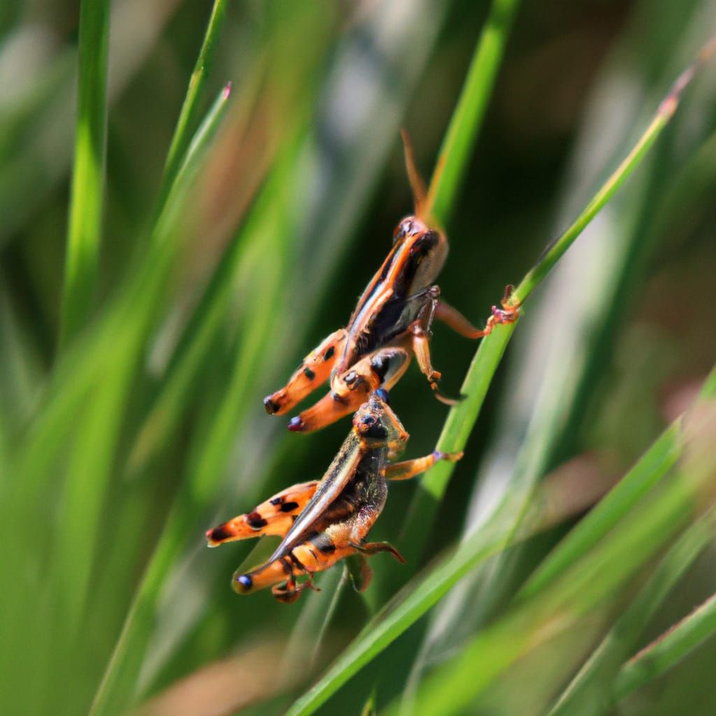 Macro photography of minuscule lubber grasshoppers, freshly ...