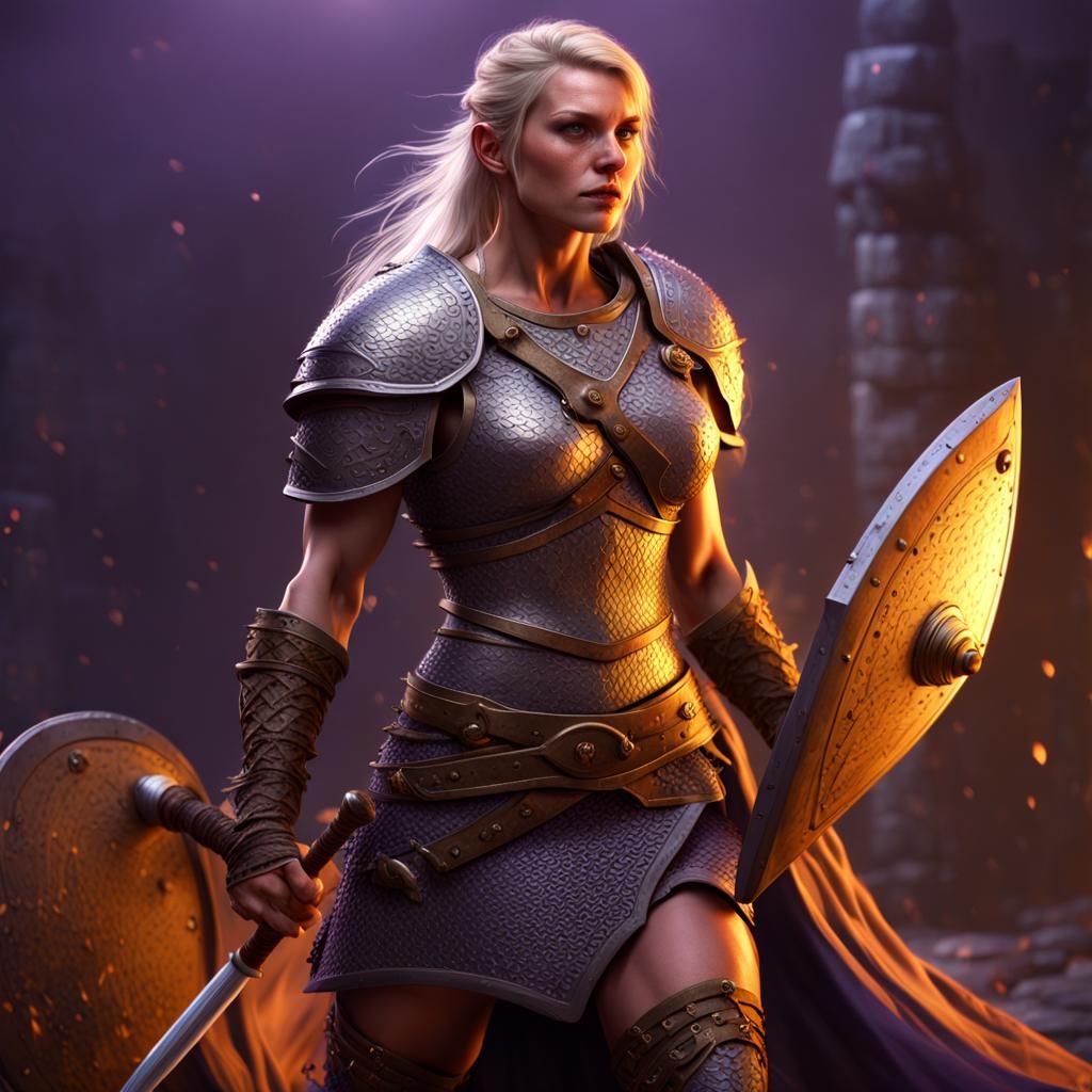 Viking Warrior Woman in Dark Fantasy Style