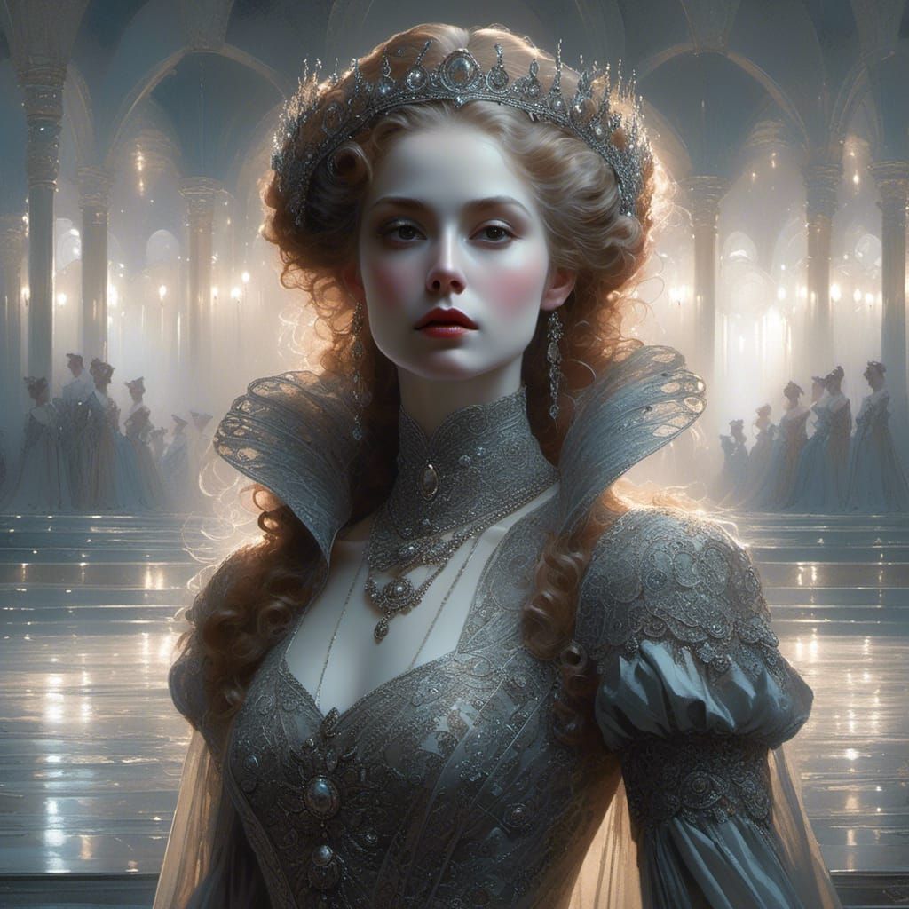 The Grey Lady: Hyperrealistic Portrait with Luminous Details