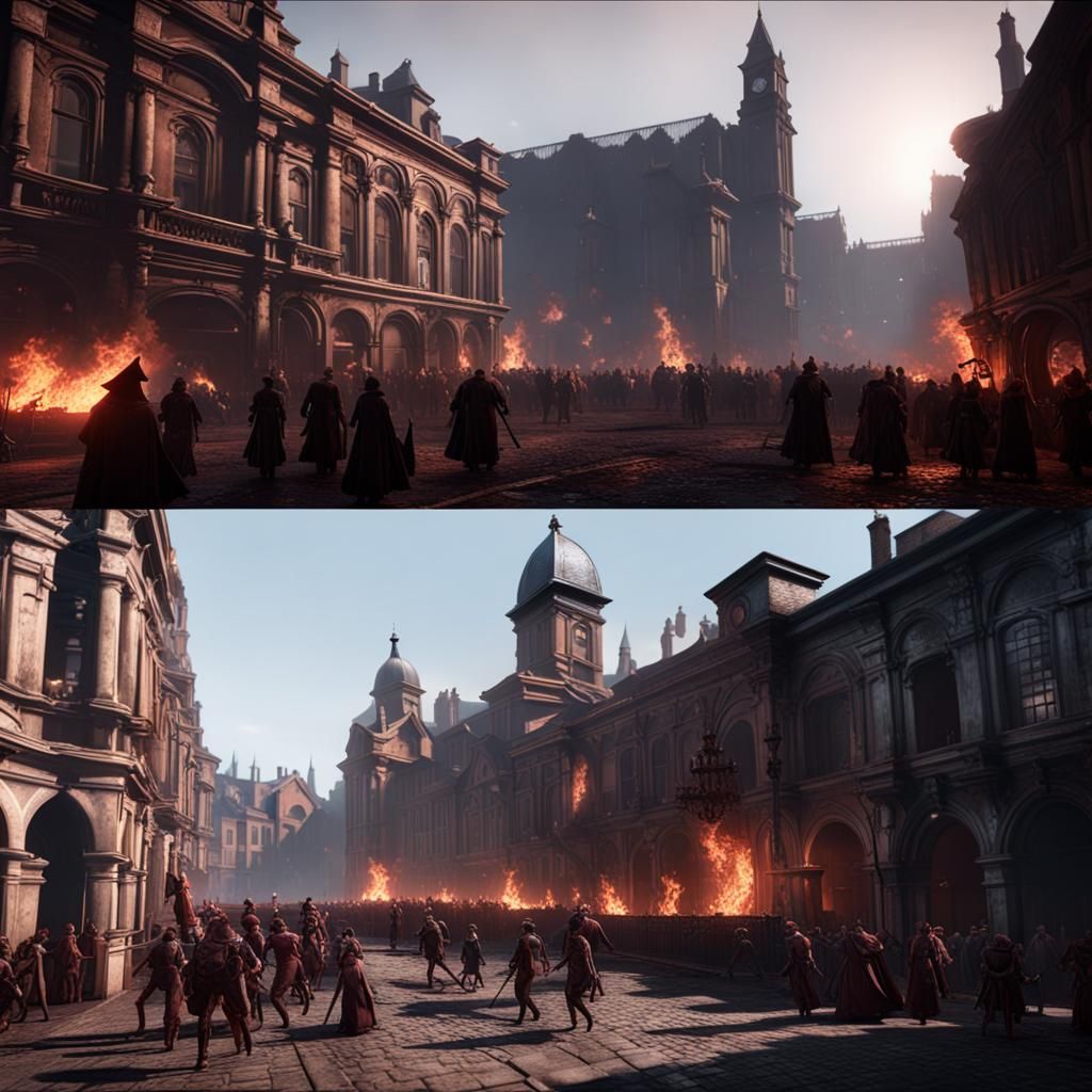 Victorian Street Party in Hell, 3D Render