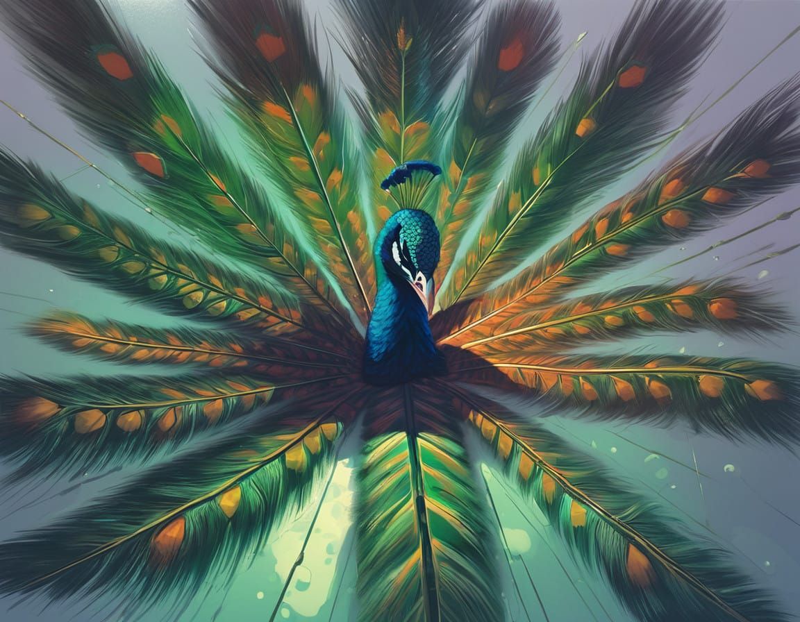Vibrant Hyperrealistic Peacock in Golden Light