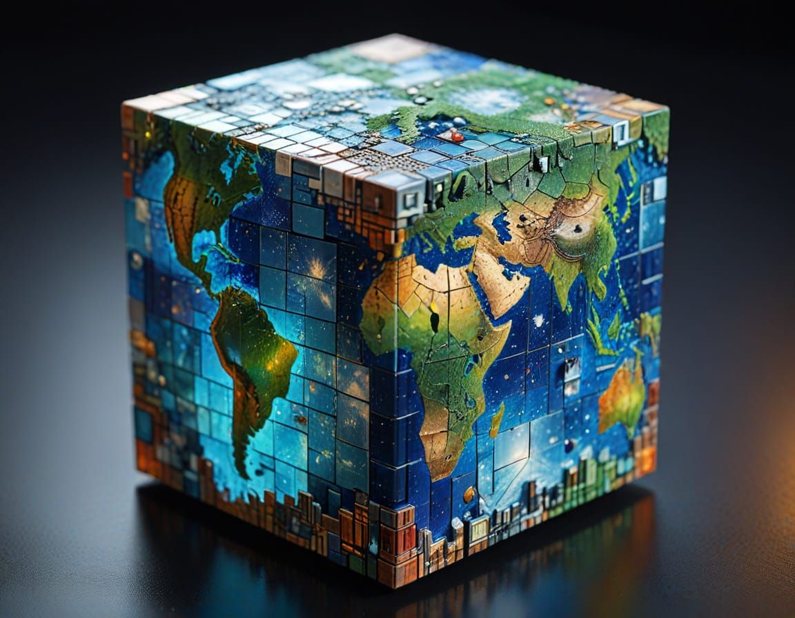 Glowing Cosmic Mosaic Earth in 8K Resolution