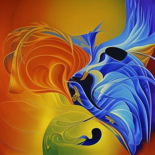 Abstract Fractal Calligraphy in Oil Paint Style