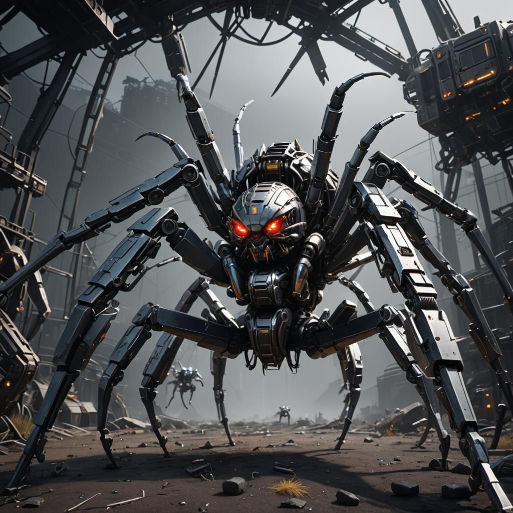 Menacing Mecha Spider Looms Over Scared Humans