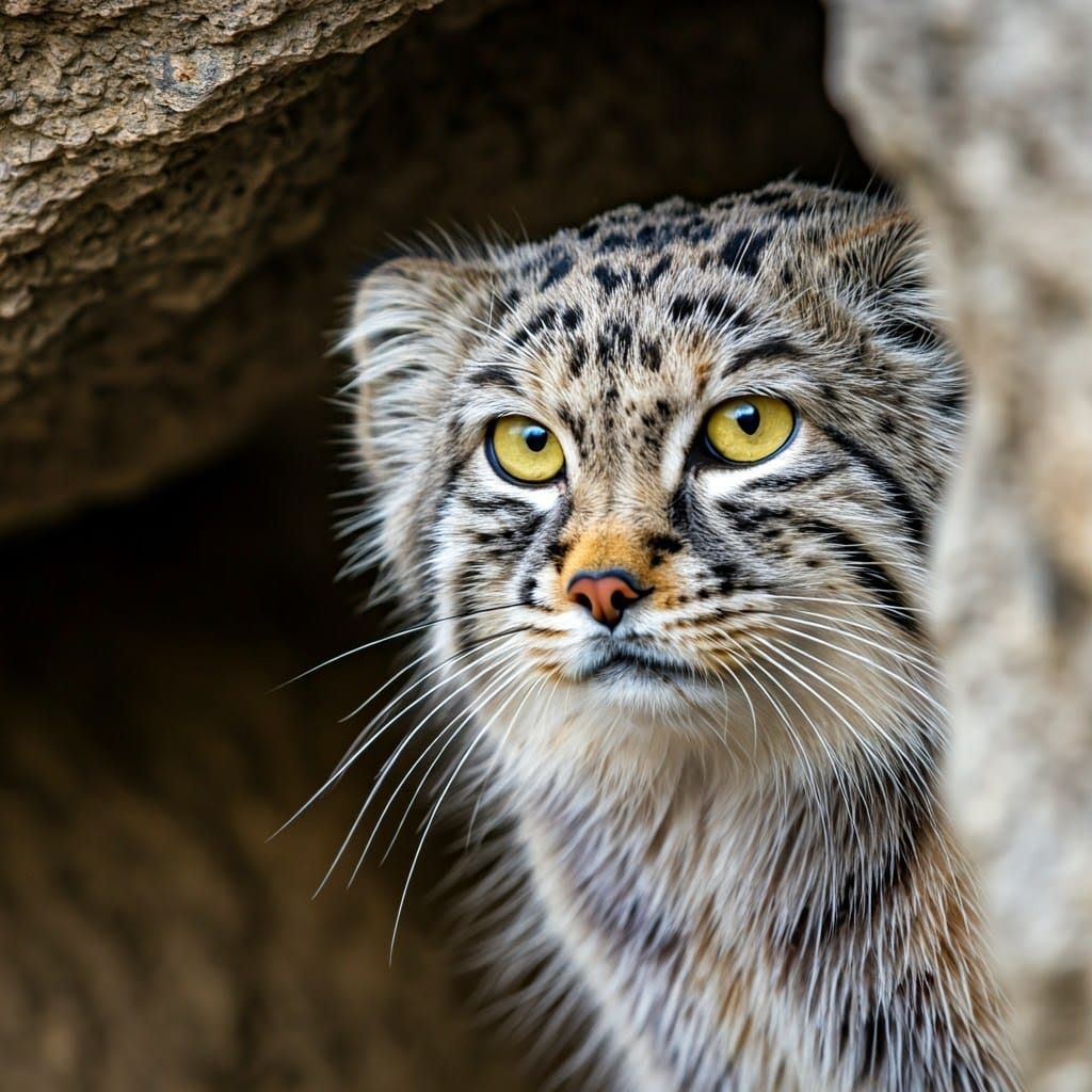 Mysterious Pallas Cat in Cave