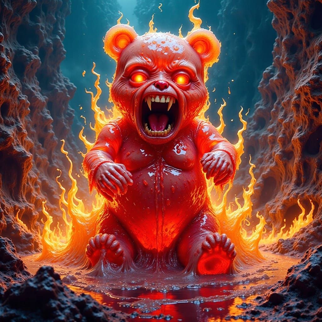 Surreal Gummy Bear Nightmare in Vibrant, Dreamlike Colors