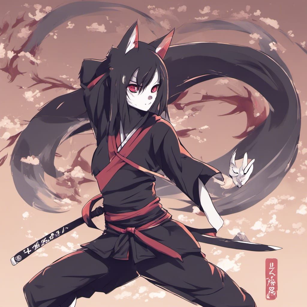 Kitsune Ninja in Anime Key Visual Style