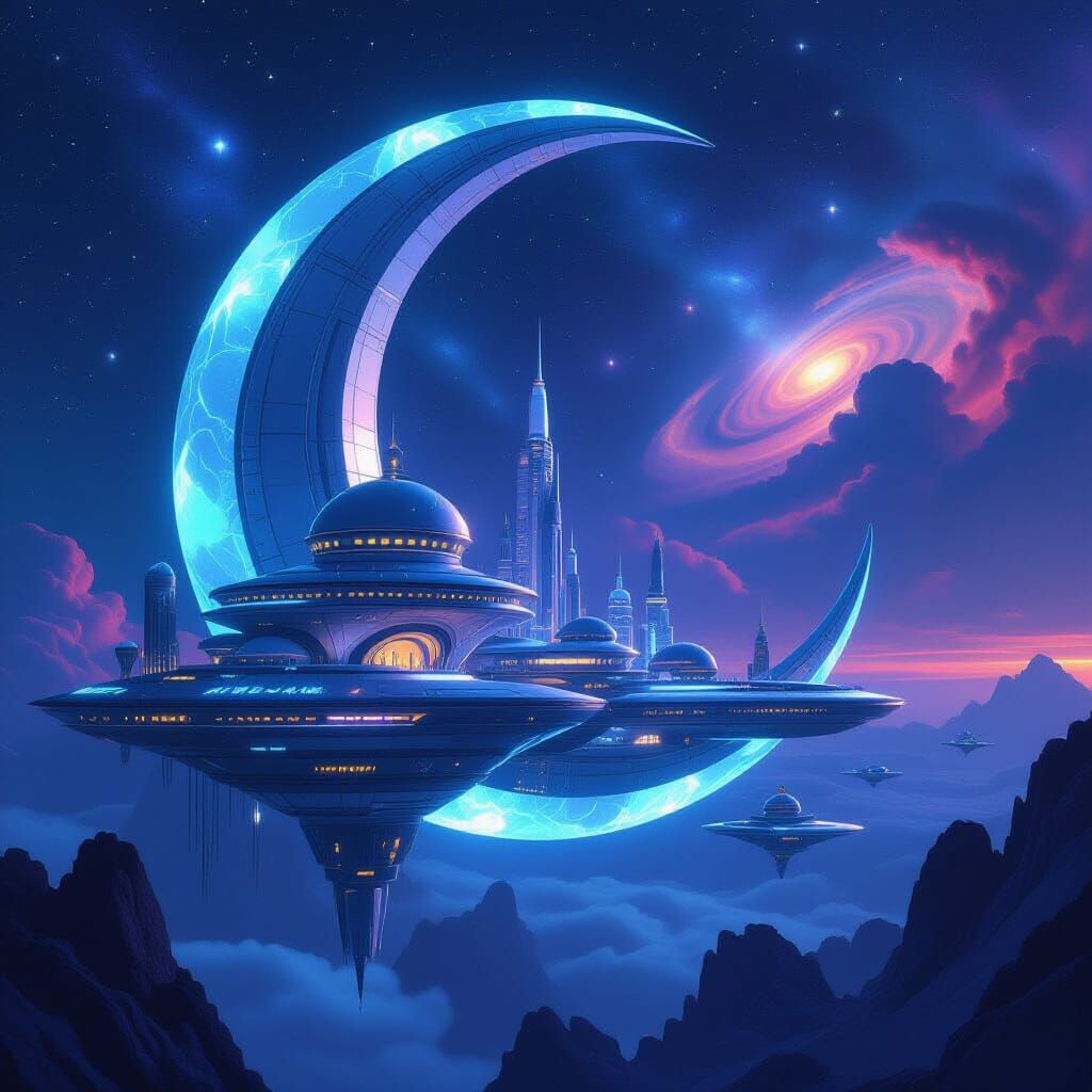 Celestial Moon Village in Deep Space