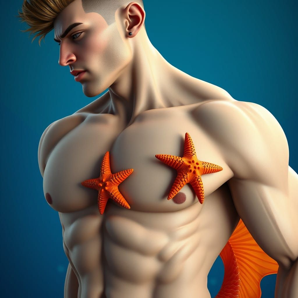 Merman God of the Deep in Stunning Cyberpunk Style