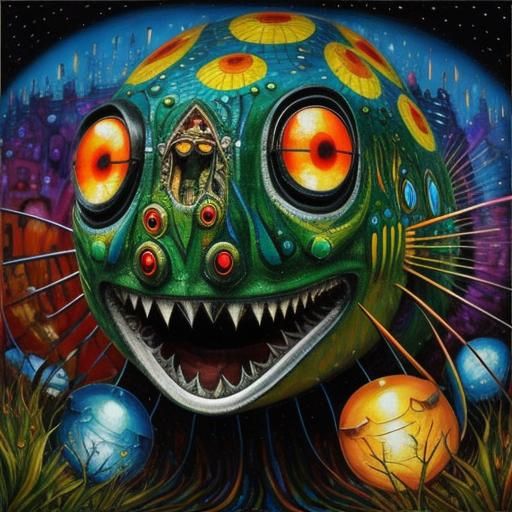 Angler Fish Oil Painting in Pop Surrealism Style