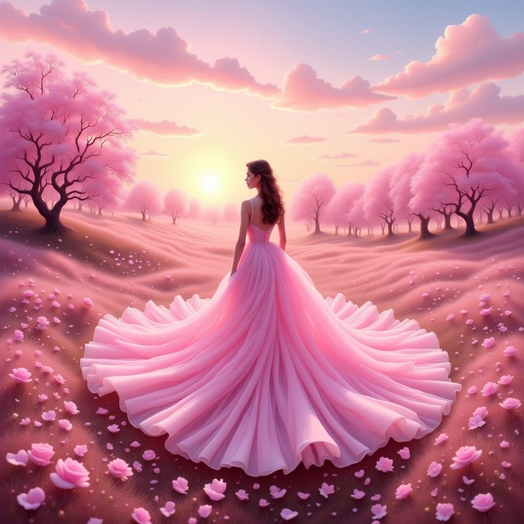 Soft Pink Dreamscape in Impressionist Style