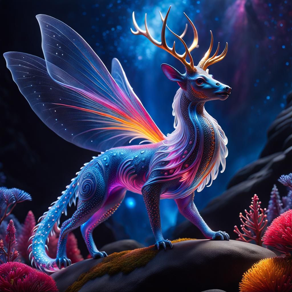 Ethereal Folklore Creature in Vibrant Fantasy Art