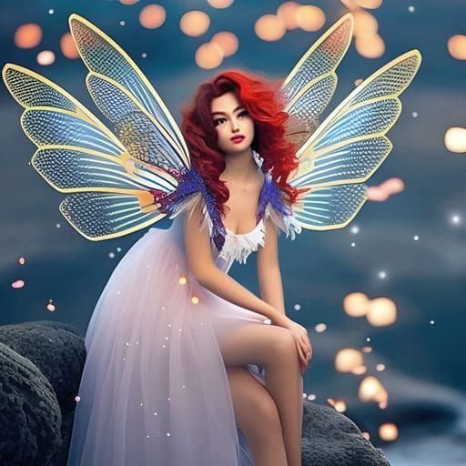 Glowing Fairy on the Moon in Volumetric Lighting