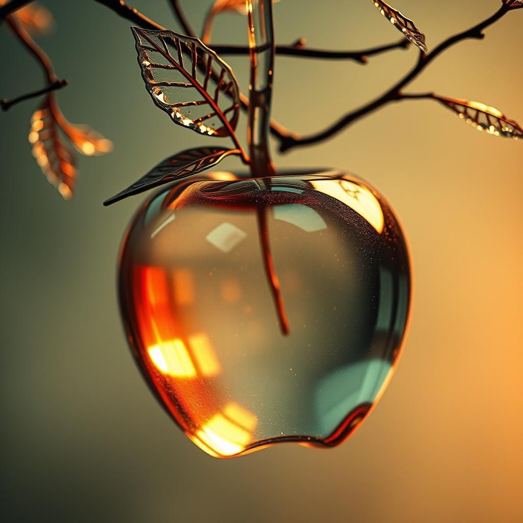 Glass Apple on Glass Tree in Steampunk Style