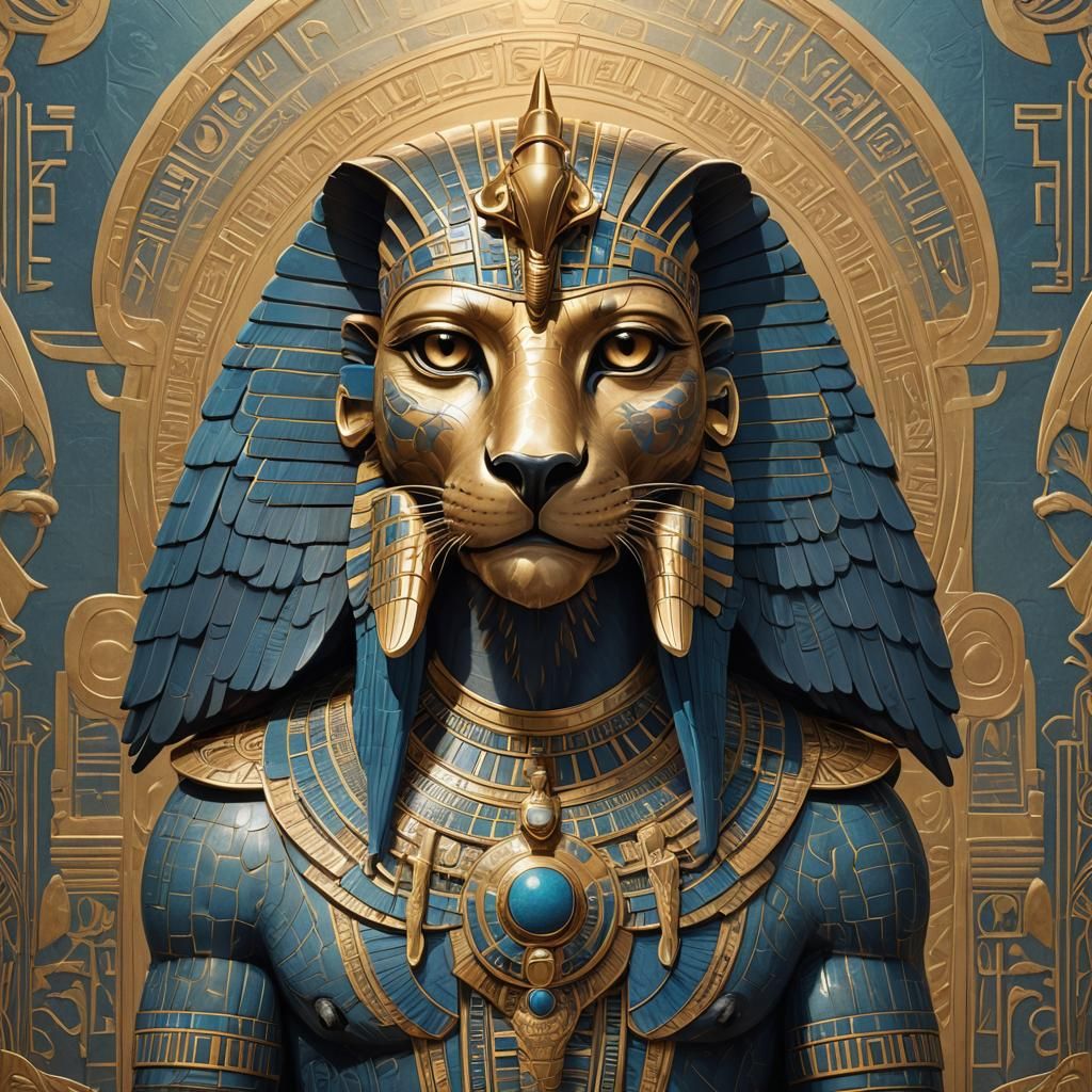 Horus and Mafdet: Art Nouveau Egyptian Gods