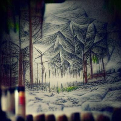 Winter Forest: Evocative Pencil Sketch